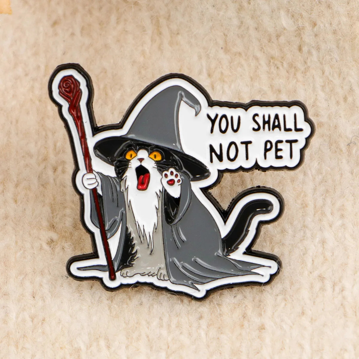 Cute Wizard Cat Enamel Pin โ Funny Witch Badge - Image 3