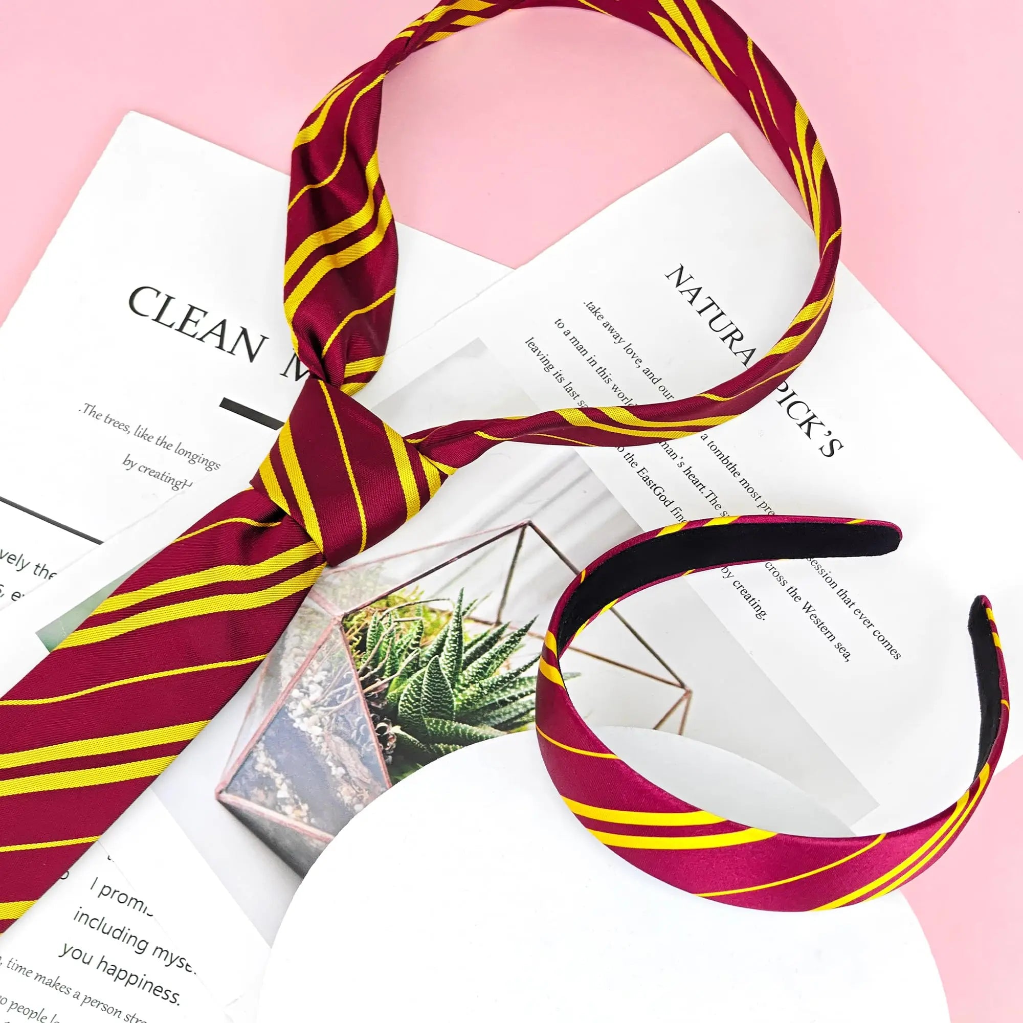 Burgundy and Yellow Striped Headband - Image 3