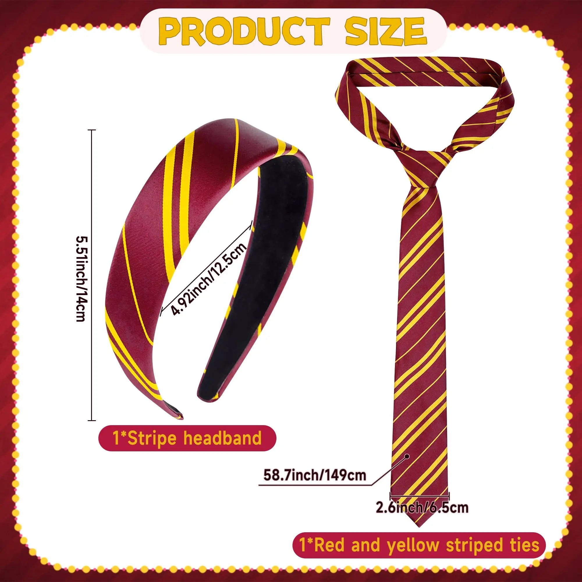 Burgundy and Yellow Striped Headband - Image 2